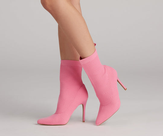 Wysokie Botki Stiletto z Dzianiny