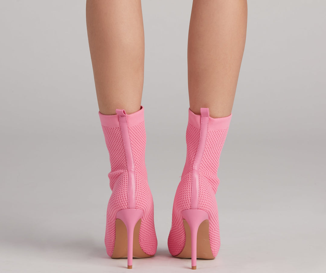 Wysokie Botki Stiletto z Dzianiny