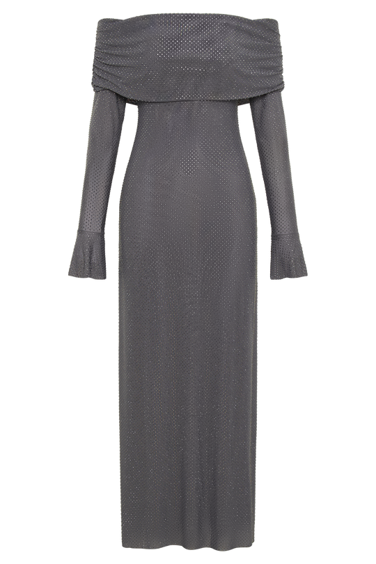 Luna - Lśniąca Sukienka Maxi Off-Shoulder