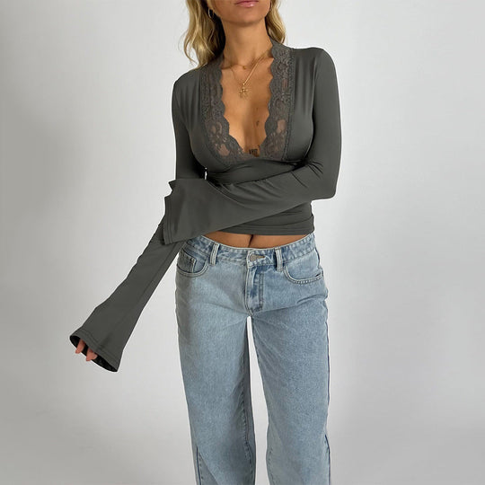 Top koronkowy dopasowany damski