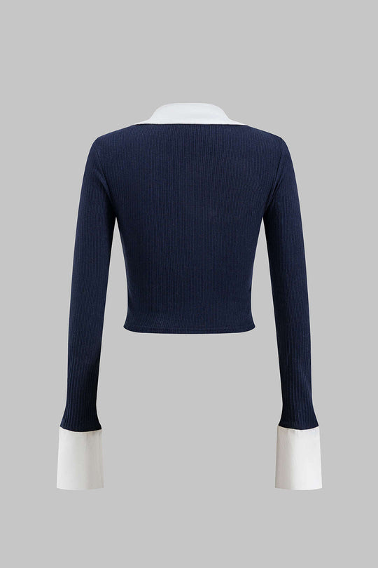 Rhea - Nowoczesna koszula z długim rękawem w stylu patchwork