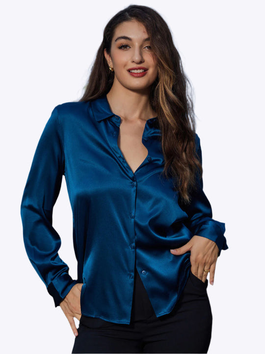 Clemence - Nowoczesna Militarny Chic Koszula Damska z Kołnierzykiem