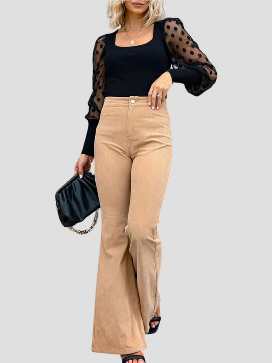 Emma | Spodnie Dzwony z Wysokim Stanem