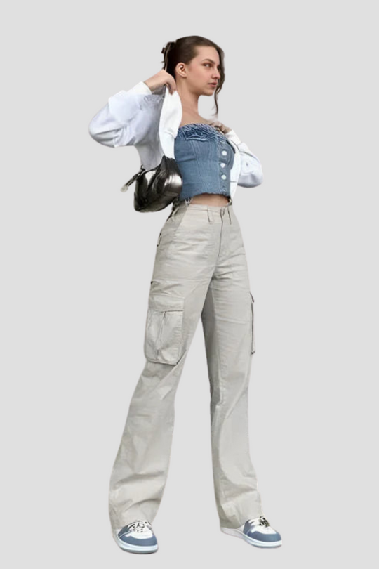 Lara | Modne Regulowane Spodnie Cargo