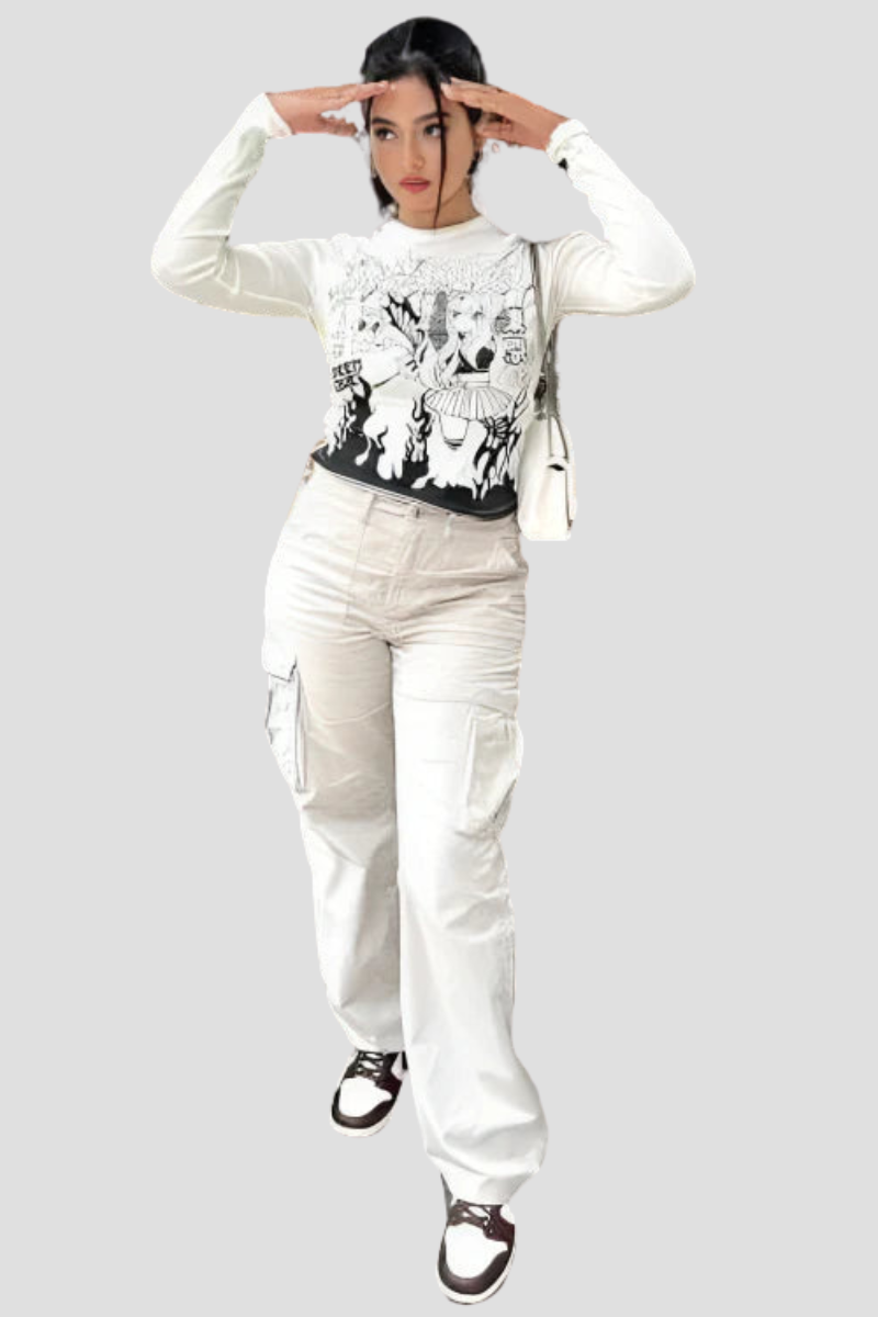 Lara | Modne Regulowane Spodnie Cargo