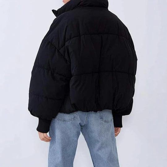 Kurtka damska zimowa | Krótka pikowana kurtka z pełnym zamkiem | Ciepła i stylowa