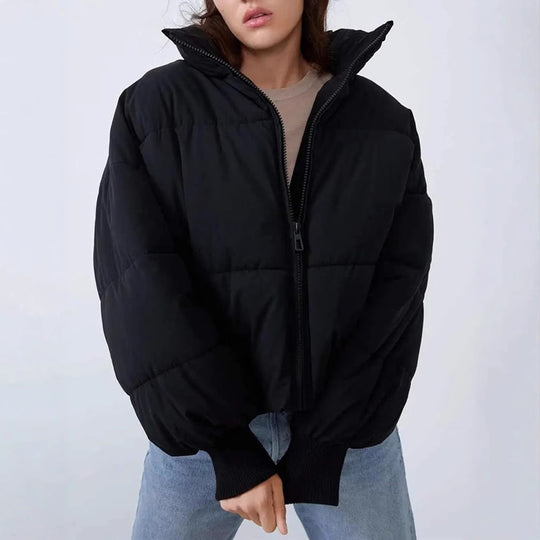 Kurtka damska zimowa | Krótka pikowana kurtka z pełnym zamkiem | Ciepła i stylowa