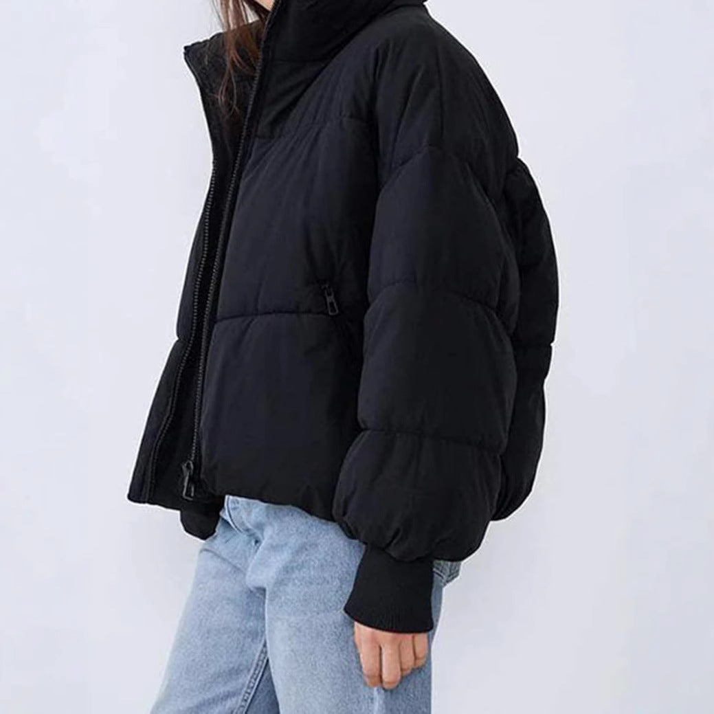 Kurtka damska zimowa | Krótka pikowana kurtka z pełnym zamkiem | Ciepła i stylowa