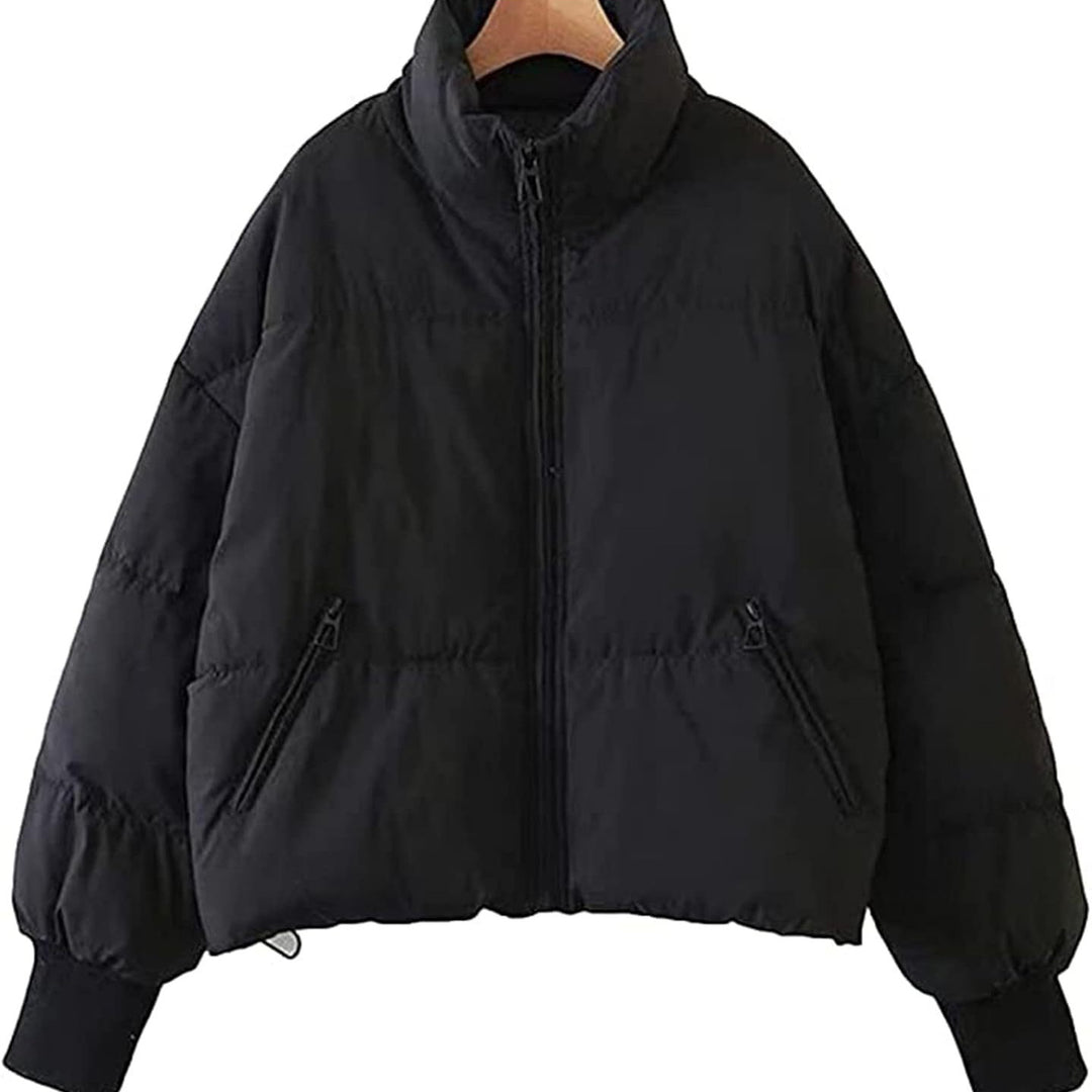 Kurtka damska zimowa | Krótka pikowana kurtka z pełnym zamkiem | Ciepła i stylowa