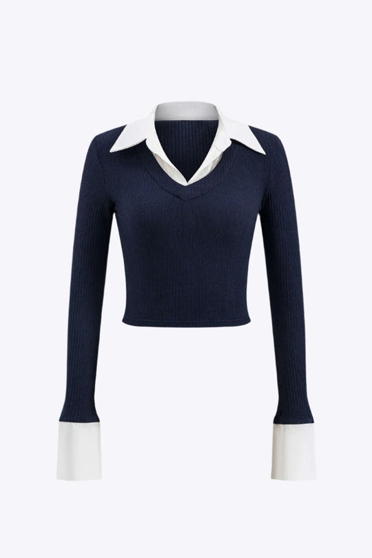 Rhea - Nowoczesna koszula z długim rękawem w stylu patchwork