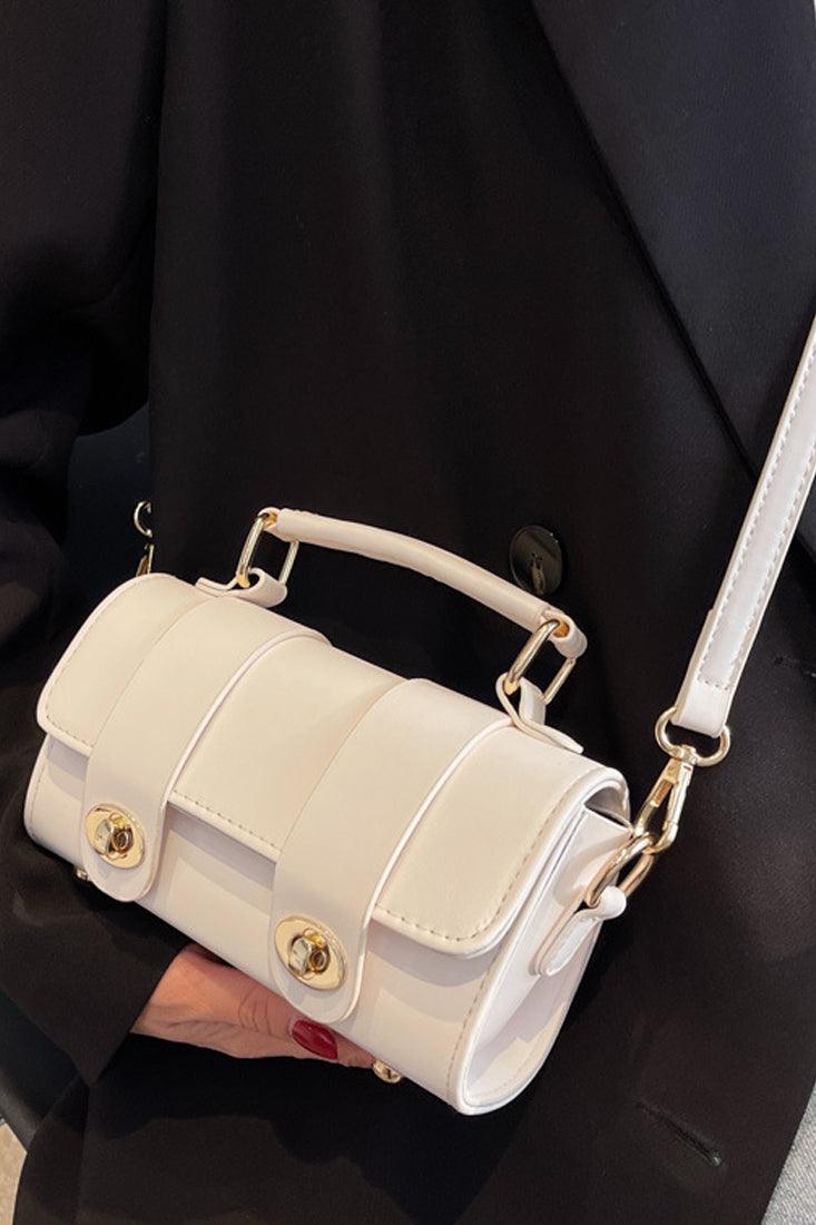 Beżowa Złota Torebka Mini na Przez Ramię