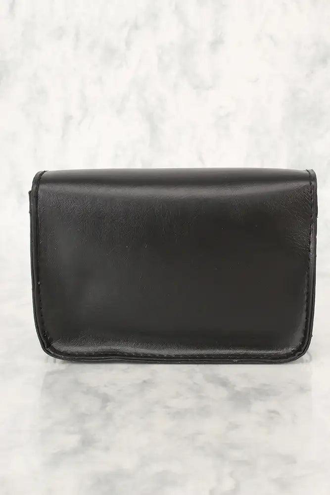 Czarna torebka z faux skóry z zapięciem na zatrzask i łańcuszkiem