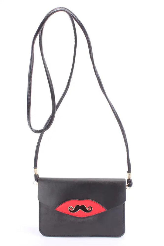 Czarny Wisiorek Wąsaty Etui z Sztucznej Skóry