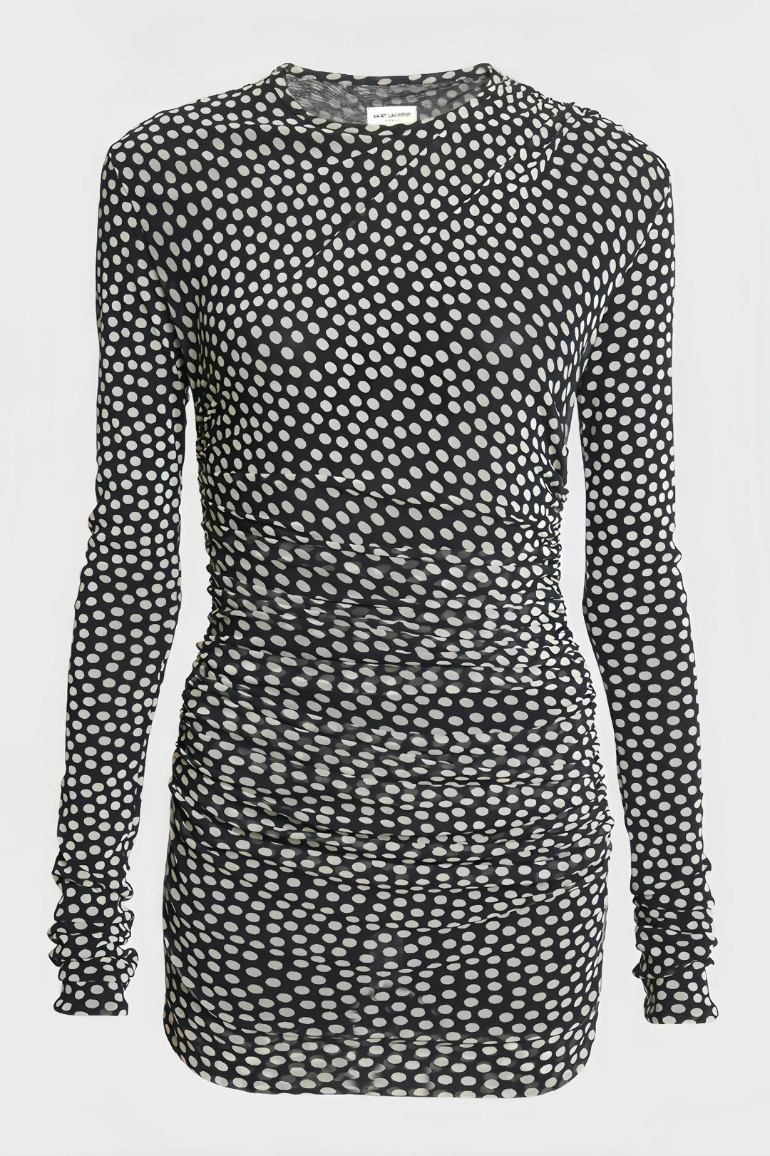 Lena - Czarna Mini Sukienka w Białe Kropki