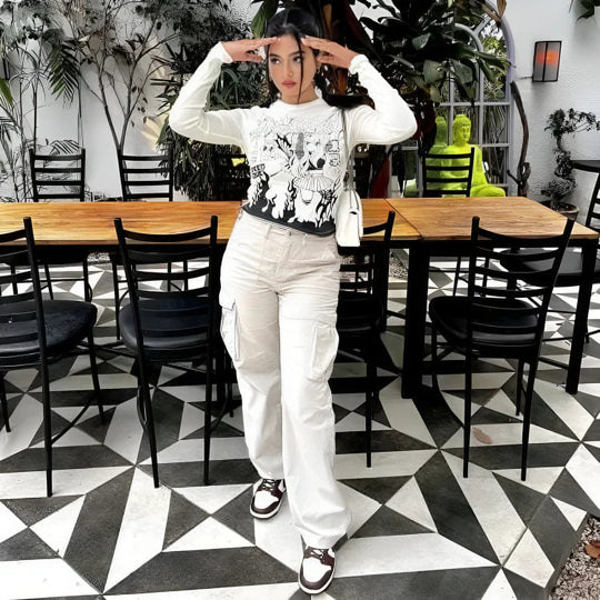 Lara | Modne Regulowane Spodnie Cargo