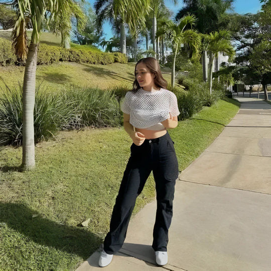 Lara | Modne Regulowane Spodnie Cargo